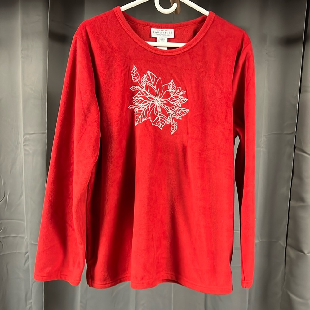 Christmas Poinsettia Fleece Top